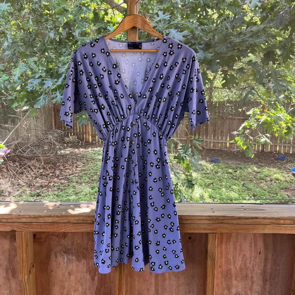 ASOS Design Women's Blue Floral Pleated Mini Dress Size 2